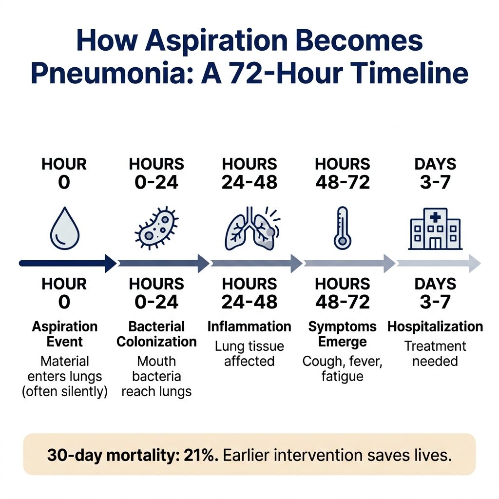 How Aspiration Becomes Pneumonia: A 72-Hour Timeline