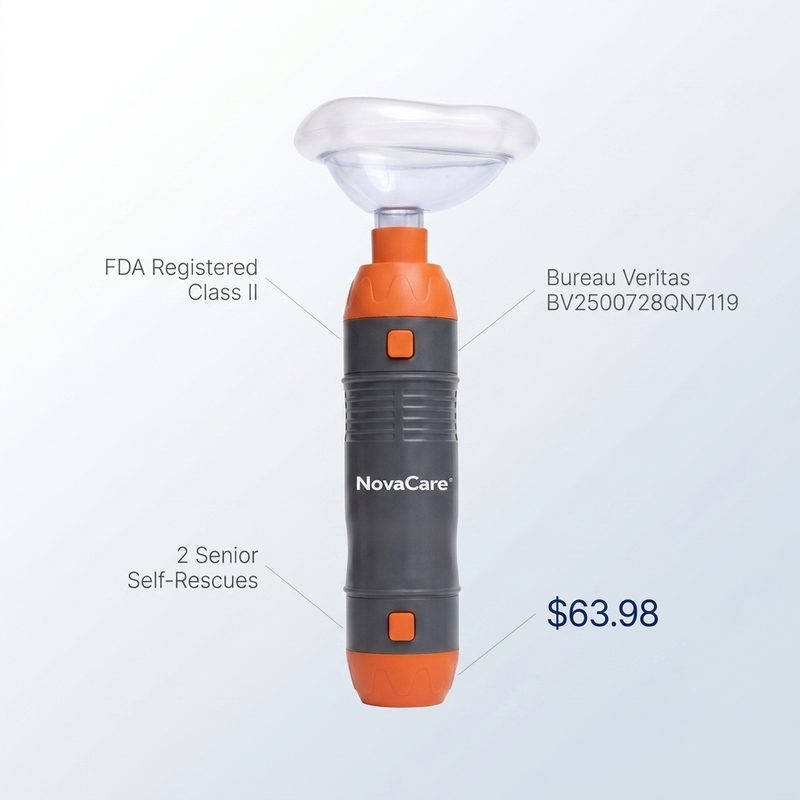 NovaCare Anti-Choking Device - Bureau Veritas Tested Class II, Bureau Veritas BV2500728QN7119, 2 Senior Self-Rescues - $63.98