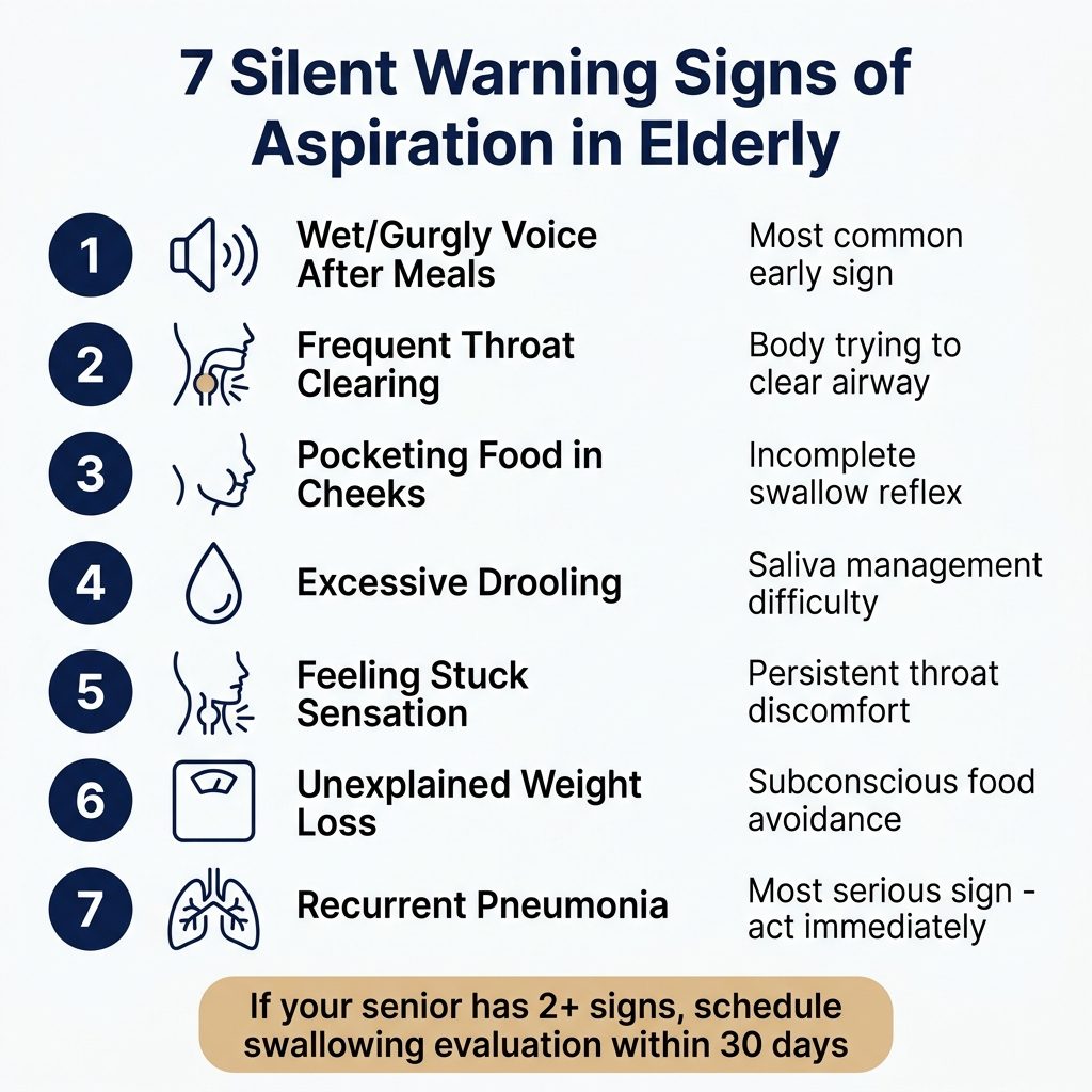 7 Silent Warning Signs of Aspiration in Elderly infographic