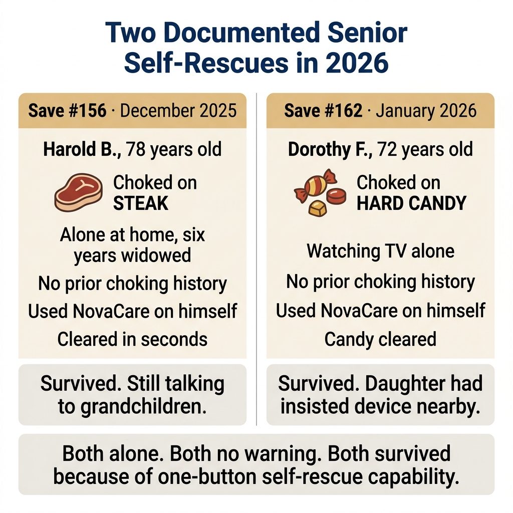 Two documented senior self-rescues with NovaCare in 2026 - Harold B. and Dorothy F.